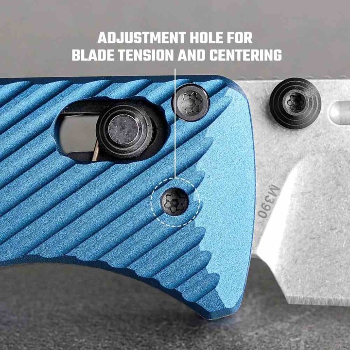 Couteau Vosteed Vombat Crossbar Lock Lame Bowie Acier M390 SW Manche Aluminium Blue VOSA4108 - Livraison Gratuite