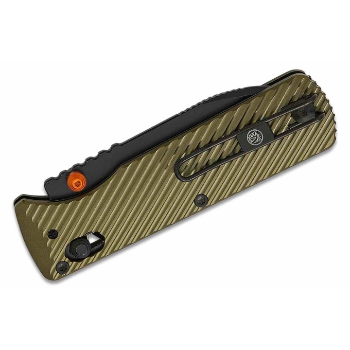 Couteau Vosteed Vombat Crossbar Lock Lame Zulu Acier M390 BLK Manche Aluminium Olive VOSA4105 - Livraison Gratuite