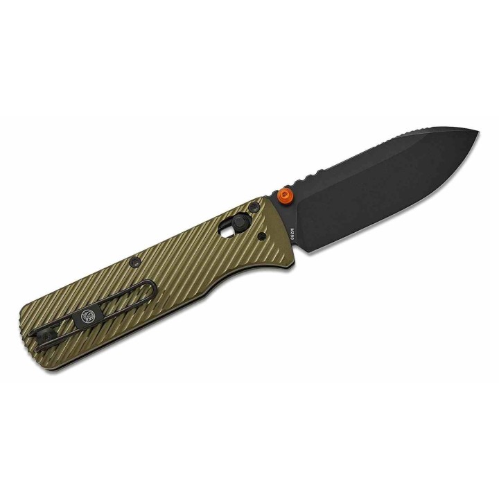 Couteau Vosteed Vombat Crossbar Lock Lame Zulu Acier M390 BLK Manche Aluminium Olive VOSA4105 - Livraison Gratuite
