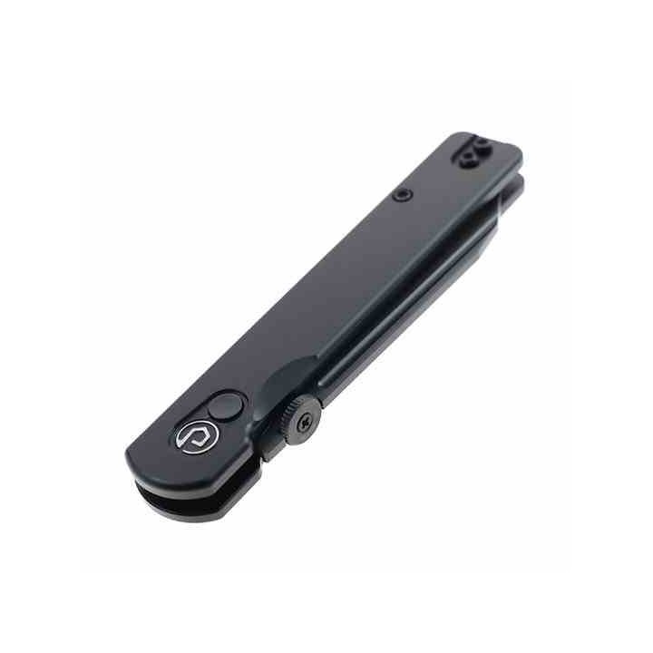 Couteau Defcon Operator Lame Tanto Reverse Acier Sandvik 14C28N Black Manche Alu Noir Button Lock TD013BK - Livraison Gratuite