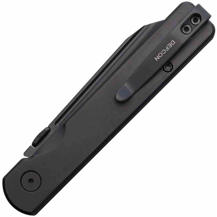 Couteau Defcon Operator Lame Tanto Reverse Acier Sandvik 14C28N Black Manche Alu Noir Button Lock TD013BK - Livraison Gratuite