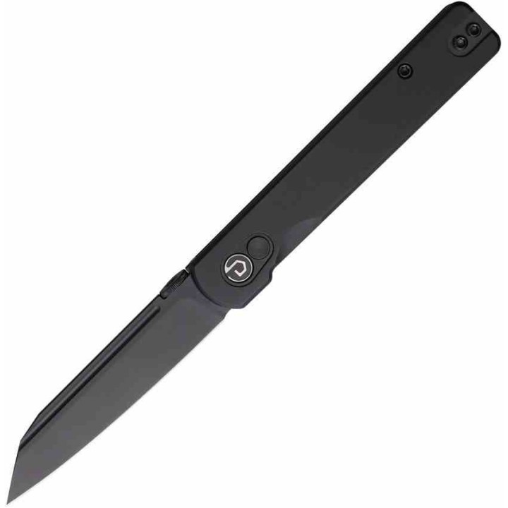 Couteau Defcon Operator Lame Tanto Reverse Acier Sandvik 14C28N Black Manche Alu Noir Button Lock TD013BK - Livraison Gratuite