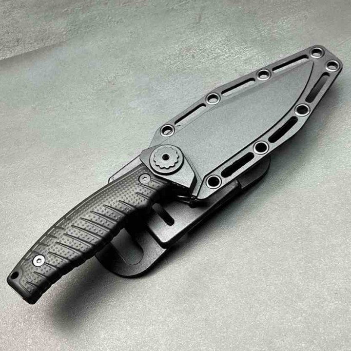 Couteau à Lame Fixe WithArmour Lame Clip Point Acier Inoxydable Noire Manche ABS Noir WARG2E49 - Livraison Gratuite