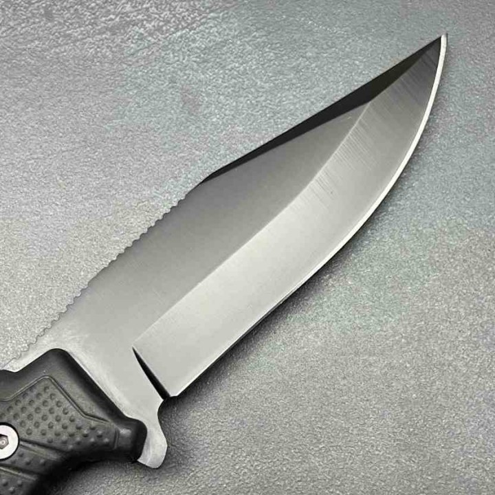 Couteau à Lame Fixe WithArmour Lame Clip Point Acier Inoxydable Noire Manche ABS Noir WARG2E49 - Livraison Gratuite