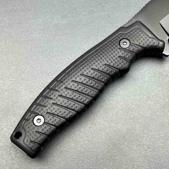 Couteau à Lame Fixe WithArmour Lame Clip Point Acier Inoxydable Noire Manche ABS Noir WARG2E49 - Livraison Gratuite