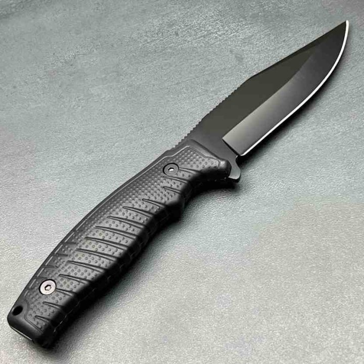 Couteau à Lame Fixe WithArmour Lame Clip Point Acier Inoxydable Noire Manche ABS Noir WARG2E49 - Livraison Gratuite