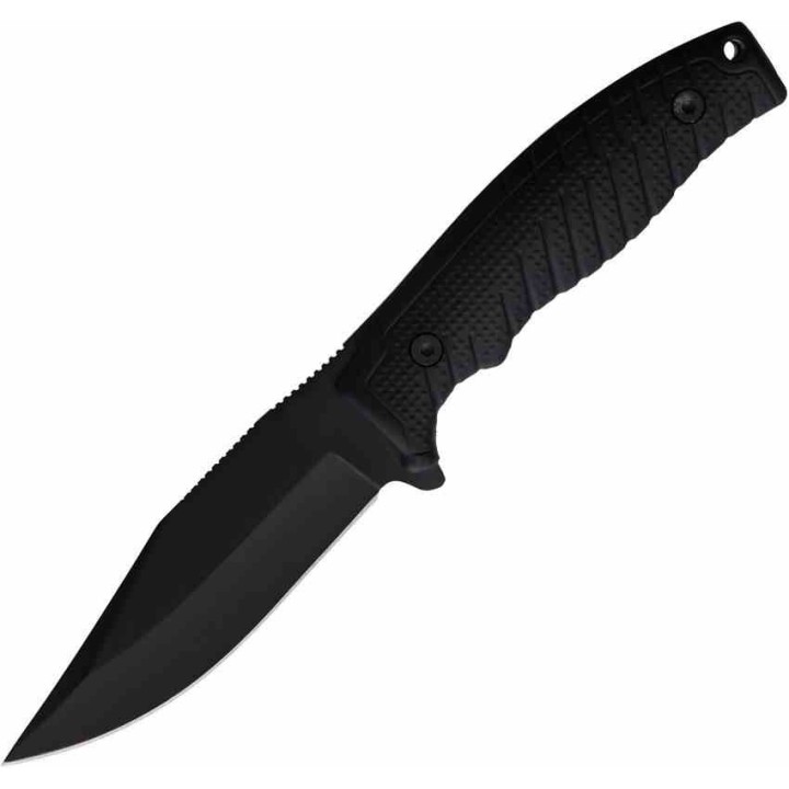 Couteau à Lame Fixe WithArmour Lame Clip Point Acier Inoxydable Noire Manche ABS Noir WARG2E49 - Livraison Gratuite