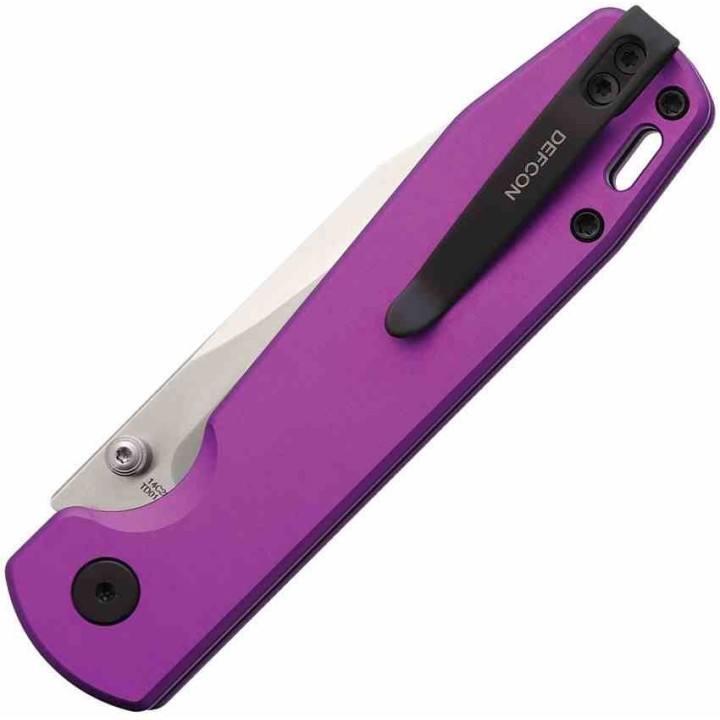 Couteau Defcon Tier 1 Lame Sheepsfoot Acier 14C28N Manche Alu Purple Button-Lock TD014PP - Livraison Gratuite