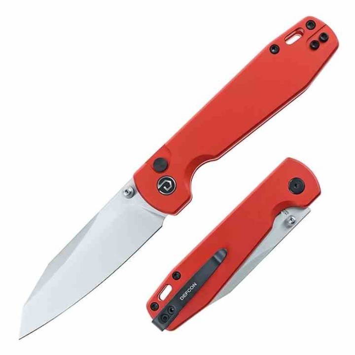Couteau Defcon Tier 1 Lame Sheepsfoot Acier 14C28N Manche Alu Red Button-Lock TD014RD - Livraison Gratuite