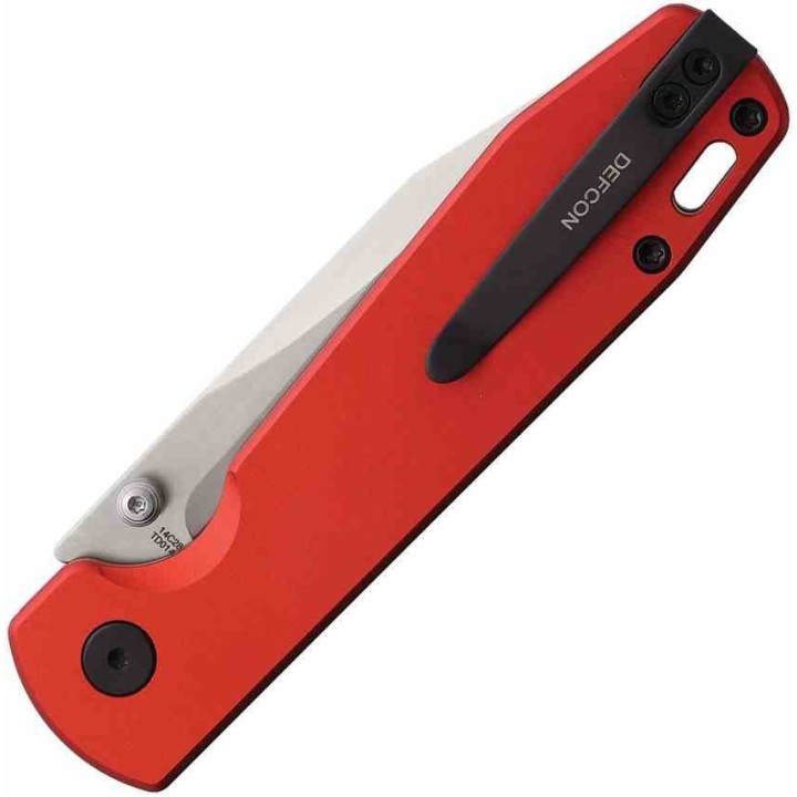Couteau Defcon Tier 1 Lame Sheepsfoot Acier 14C28N Manche Alu Red Button-Lock TD014RD - Livraison Gratuite