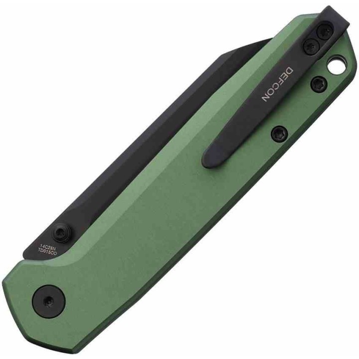 Couteau Defcon Tier 2 Lame Sheepsfoot Acier 14C28N Manche Alu OD Green Button-Lock TD015OD - Livraison Gratuite