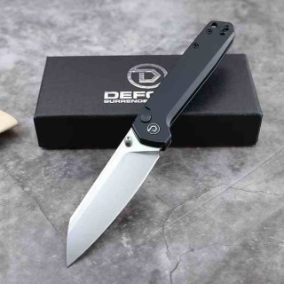 Couteau Defcon Tier 2 Lame Sheepsfoot Acier 14C28N Manche Alu Black Button-Lock TD015BK - Livraison Gratuite