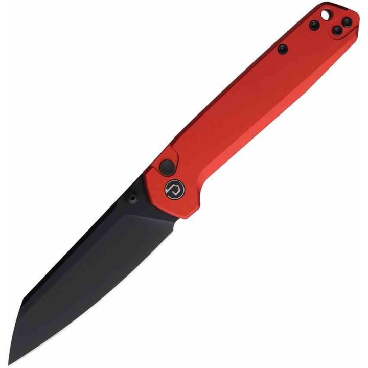 Couteau Defcon Tier 2 Lame Sheepsfoot Acier 14C28N Manche Alu Red Button-Lock TD015RD - Livraison Gratuite