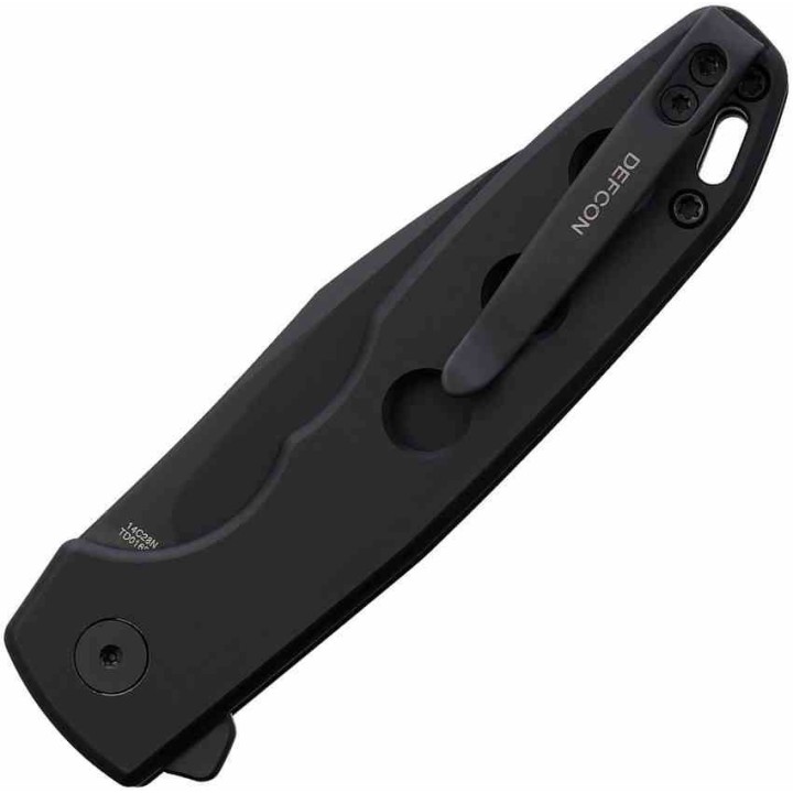 Couteau Defcon Ghost Lame Sheepfoot Acier 14C28N Noire Manche Alu Noir Buttonlock TD016BK - Livraison Gratuite