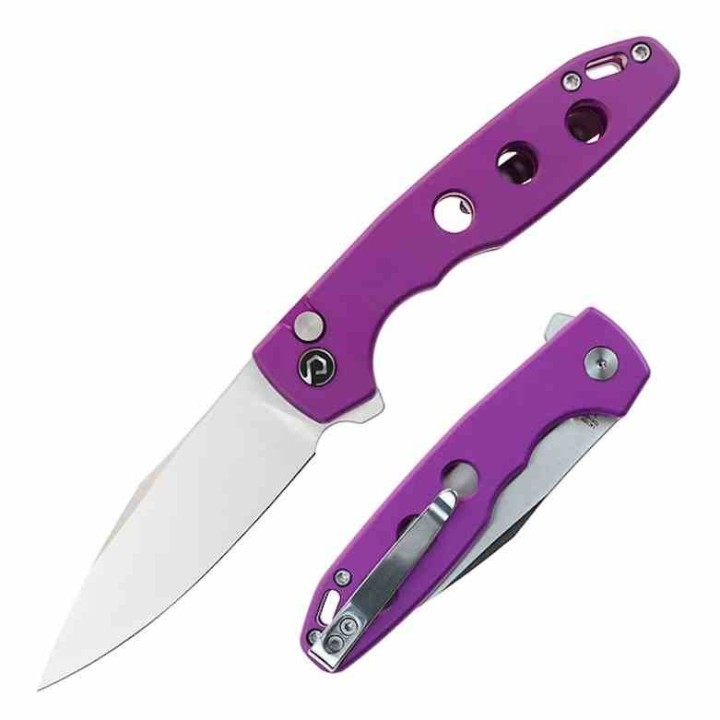 Couteau Defcon Ghost Purple Lame Sheepsfoot Acier 14C28N Manche Alu Buttonlock TD016PP - Livraison Gratuite