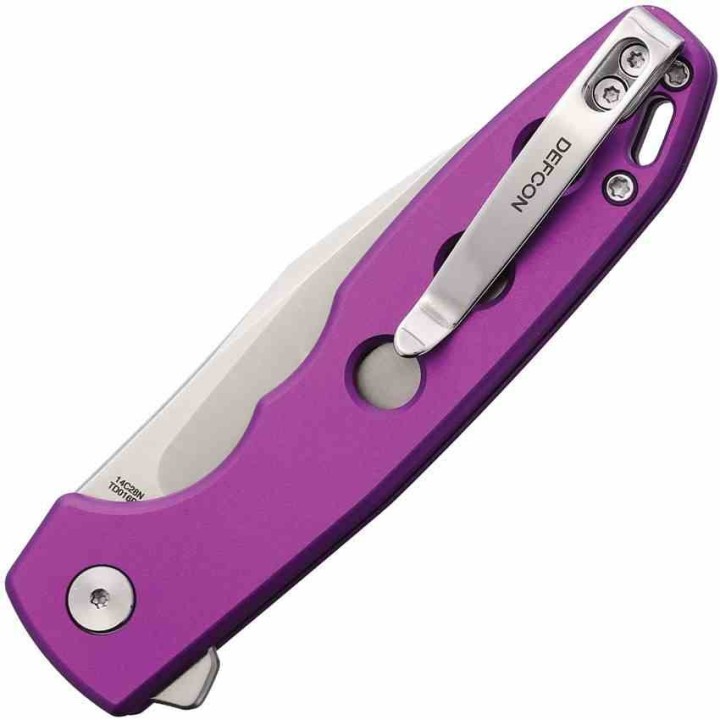 Couteau Defcon Ghost Purple Lame Sheepsfoot Acier 14C28N Manche Alu Buttonlock TD016PP - Livraison Gratuite