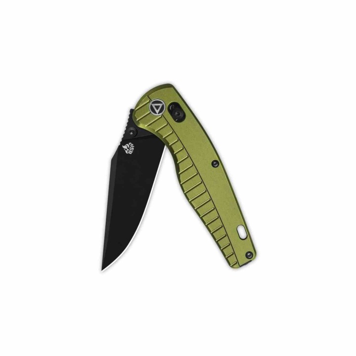 Couteau QSP Reptile Clip-Point Acier 14C28N Manche Aluminium Vert Sécurité Glyde Lock QS165B2 - Livraison Gratuite