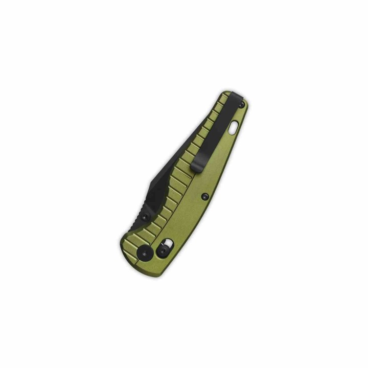 Couteau QSP Reptile Clip-Point Acier 14C28N Manche Aluminium Vert Sécurité Glyde Lock QS165B2 - Livraison Gratuite
