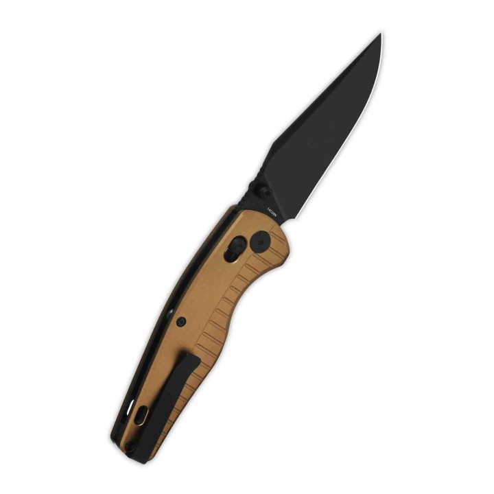 Couteau QSP Reptile Clip-Point Acier 14C28N Manche Alu Bronze Sécurité Glyde Lock QS165A2 - Livraison Gratuite