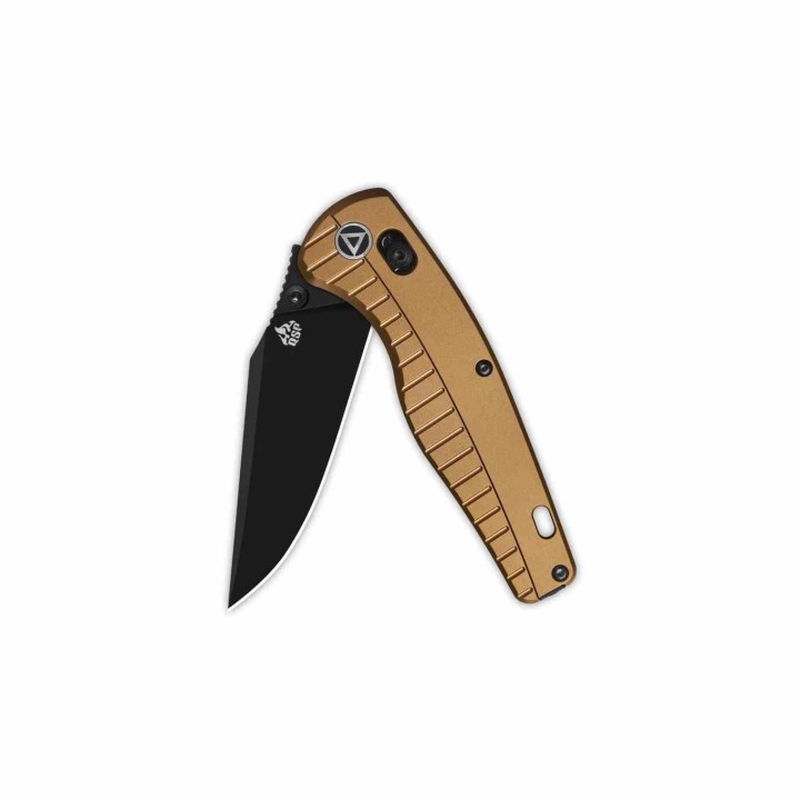 Couteau QSP Reptile Clip-Point Acier 14C28N Manche Alu Bronze Sécurité Glyde Lock QS165A2 - Livraison Gratuite