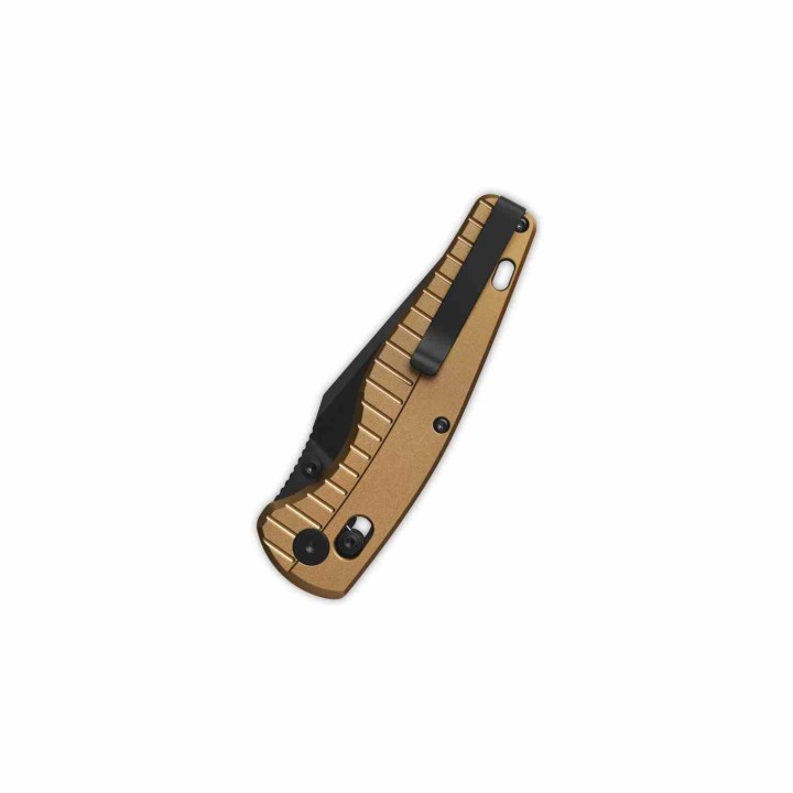 Couteau QSP Reptile Clip-Point Acier 14C28N Manche Alu Bronze Sécurité Glyde Lock QS165A2 - Livraison Gratuite