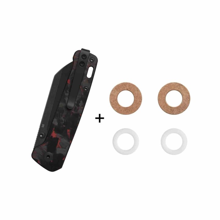 Couteau QSP Penguin V2 Sheepfoot Acier D2 Manche Carbone Rouge Sécurité Liner Lock QS130V2F2 - Livraison Gratuite