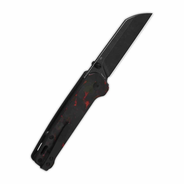 Couteau QSP Penguin V2 Sheepfoot Acier D2 Manche Carbone Rouge Sécurité Liner Lock QS130V2F2 - Livraison Gratuite