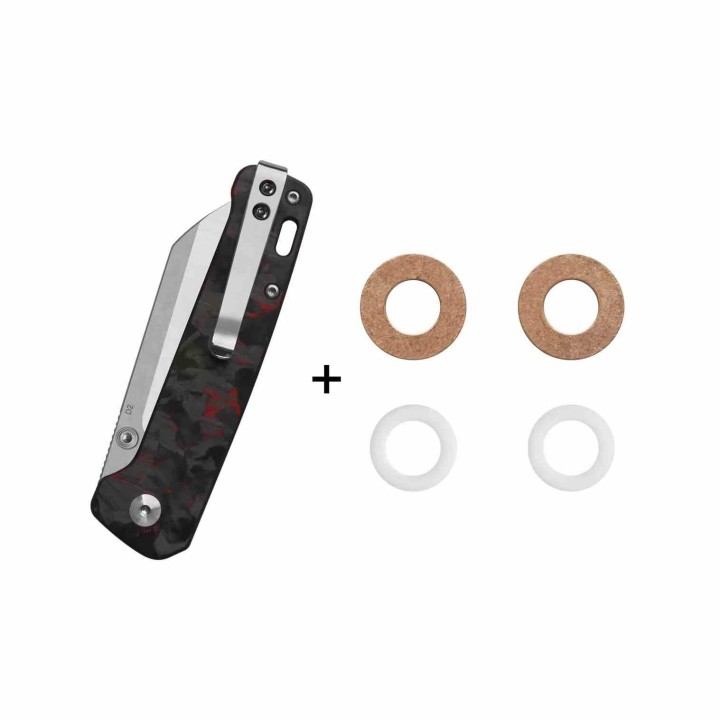 Couteau QSP Penguin V2 Sheepfoot Acier D2 Satin Manche Carbone Rouge Liner Lock QS130V2F1 - Livraison Gratuite