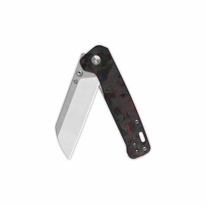 Couteau QSP Penguin V2 Sheepfoot Acier D2 Satin Manche Carbone Rouge Liner Lock QS130V2F1 - Livraison Gratuite