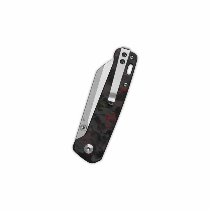 Couteau QSP Penguin V2 Sheepfoot Acier D2 Satin Manche Carbone Rouge Liner Lock QS130V2F1 - Livraison Gratuite