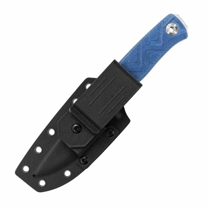 Couteau Bushcraft SRM Bushcut 702T-ME Lame Acier 14C28N Manche Micarta Bleu Étui Kydex SRM702TME - Livraison Gratuite