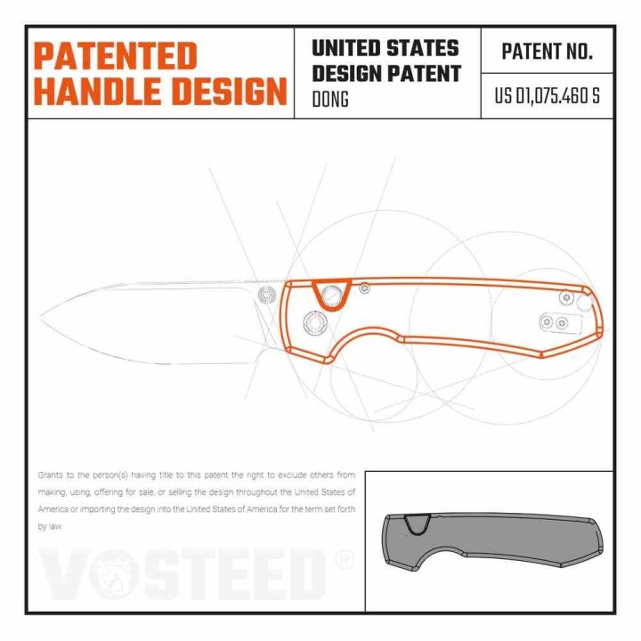 Couteau Vosteed Raccoon White Lame Drop Point Acier 14C28N Cuivre Dune Manche G10 Top Liner Lock VOSA2913 - Livraison Gratuite