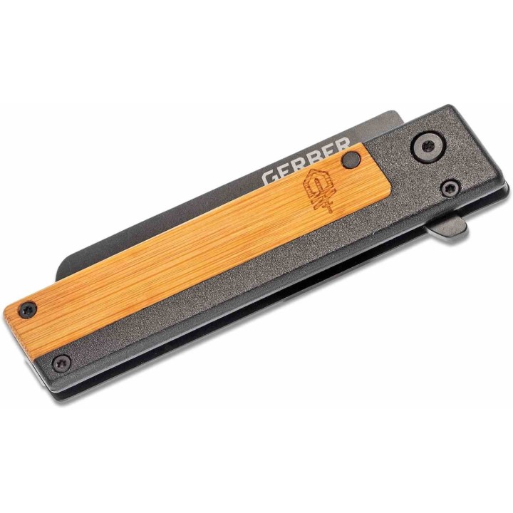 Couteau Gerber Quadrant Lame Sheepsfoot Acier 7Cr17MoV Deux Tons Manche Acier Inox & Bambou G4051 - Livraison Gratuite