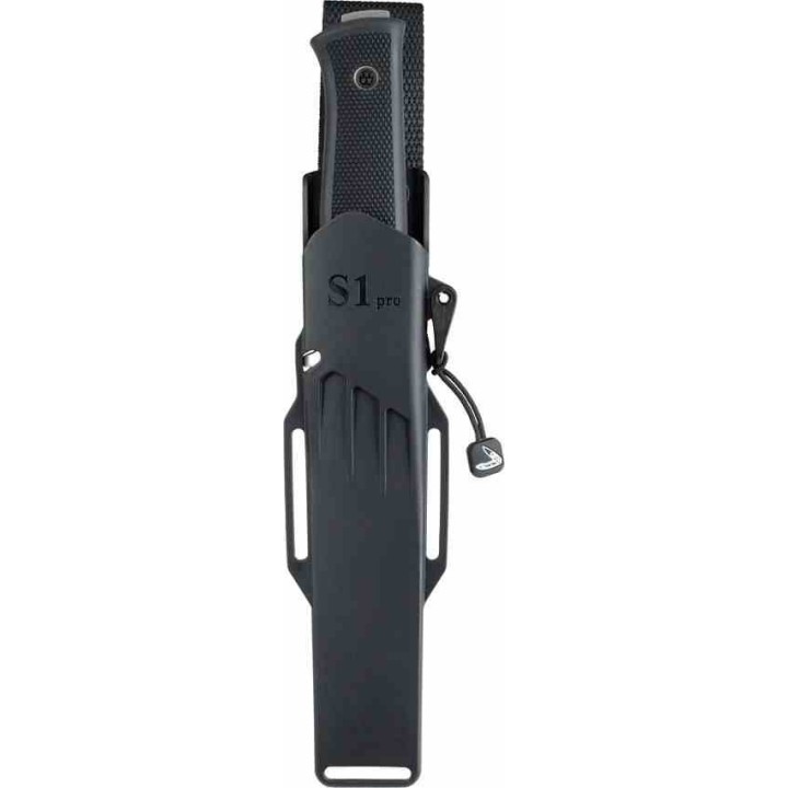 Couteau Bushcraft Fällkniven S1Pro Lame Acier Lam. CoS Manche Thermorun Noir Étui Zytel Sweden FNS1PRO - Livraison Gratuite