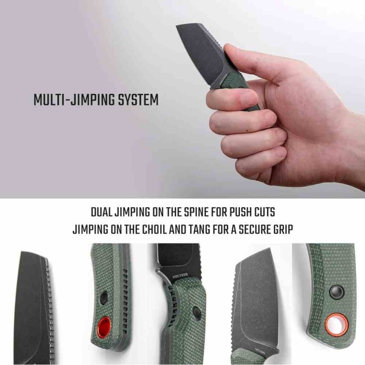 Couteau Vosteed Marmoset D0701 Lame Cleaver Acier 14C28N Manche Micarta Vert Étui Kydex VOSD0701 - Livraison Gratuite