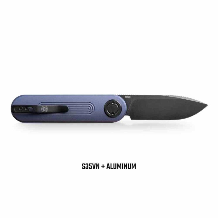 Couteau Vosteed Corgi V295 Lame Drop Point Acier S35VN Noire Manche Alu Bleu Vanchor Lock VOSA3706 - Livraison Gratuite