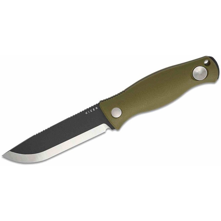 Couteau Kizer Polaris Green Lame Acier Carbone 1095 Scandi Manche G10 Étui Kydex KI1100A2 - Livraison Gratuite