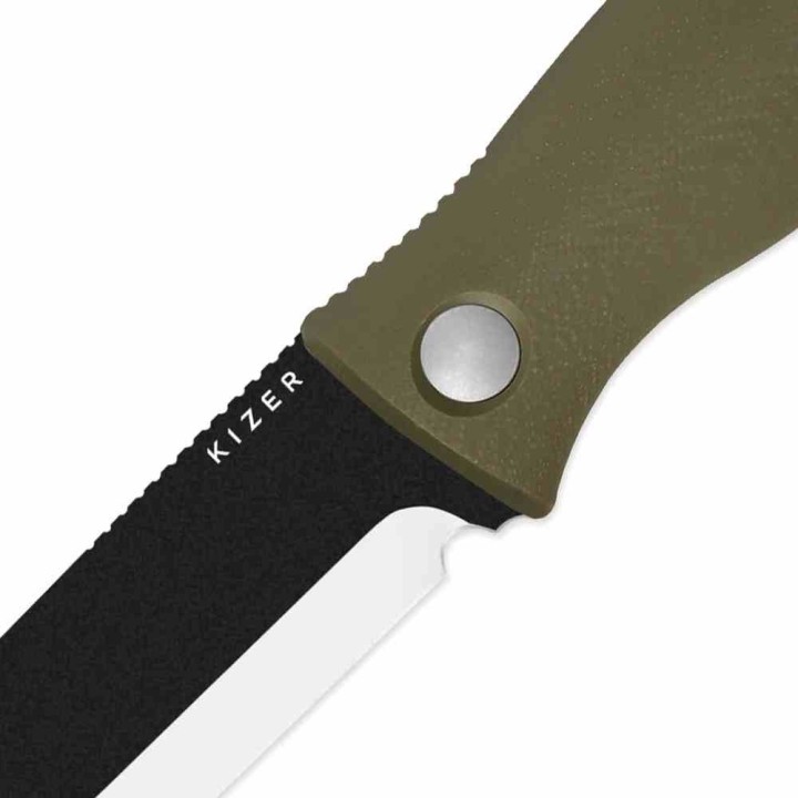 Couteau Kizer Polaris Green Lame Acier Carbone 1095 Scandi Manche G10 Étui Kydex KI1100A2 - Livraison Gratuite