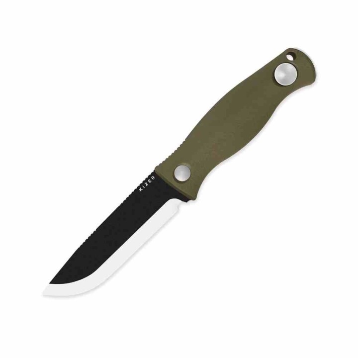 Couteau Kizer Polaris Green Lame Acier Carbone 1095 Scandi Manche G10 Étui Kydex KI1100A2 - Livraison Gratuite