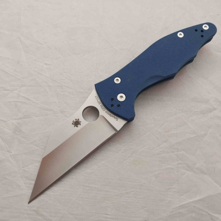 Couteau Spyderco Yojimbo 2 Lame Wharncliffe Acier CPM SPY27 Manche G10 Bleu Compression Lock USA SC85GPCBL2 - Livraison Gratuite