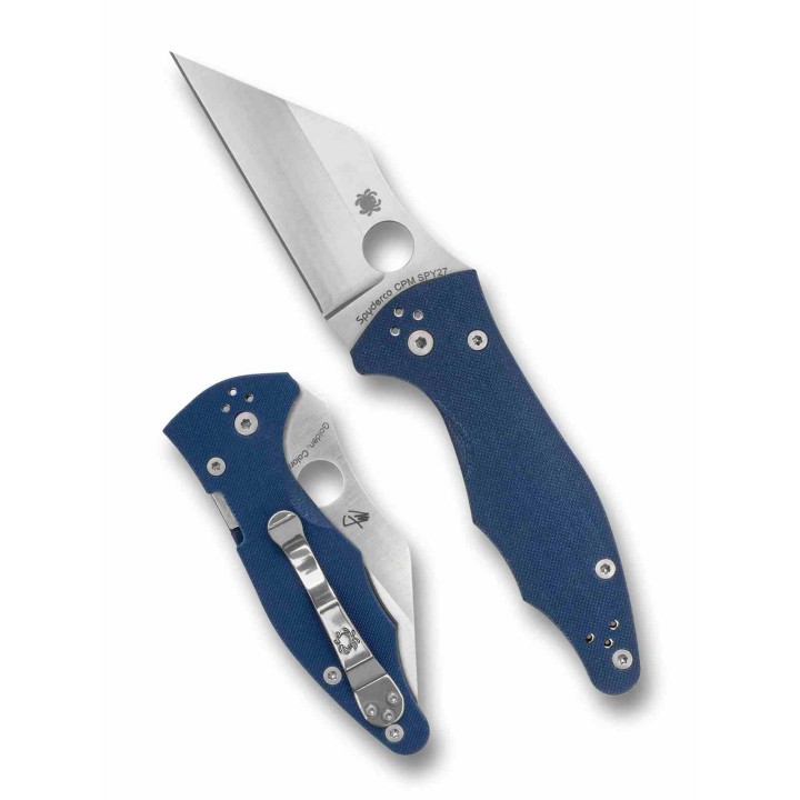 Couteau Spyderco Yojimbo 2 Lame Wharncliffe Acier CPM SPY27 Manche G10 Bleu Compression Lock USA SC85GPCBL2 - Livraison Gratuite