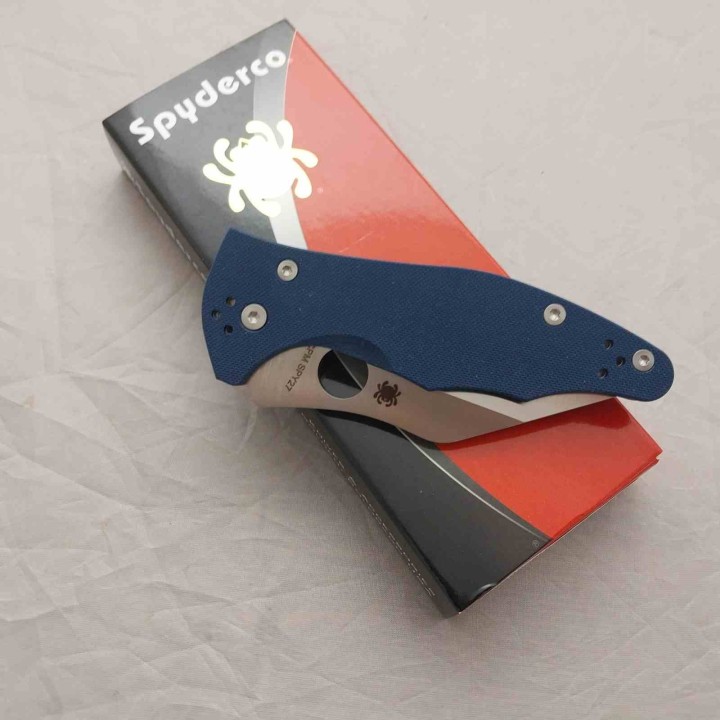 Couteau Spyderco Yojimbo 2 Lame Wharncliffe Acier CPM SPY27 Manche G10 Bleu Compression Lock USA SC85GPCBL2 - Livraison Gratuite