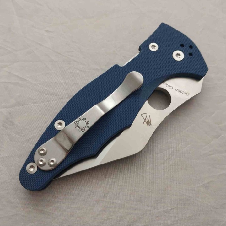 Couteau Spyderco Yojimbo 2 Lame Wharncliffe Acier CPM SPY27 Manche G10 Bleu Compression Lock USA SC85GPCBL2 - Livraison Gratuite