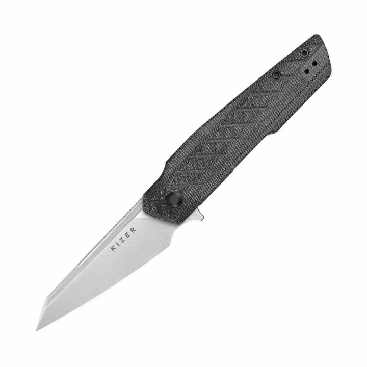 Couteau Kizer Skinner Lame Reverse Tanto Acier Nitro-V Manche Micarta Noir Liner Lock KIV3725A2 - Livraison Gratuite