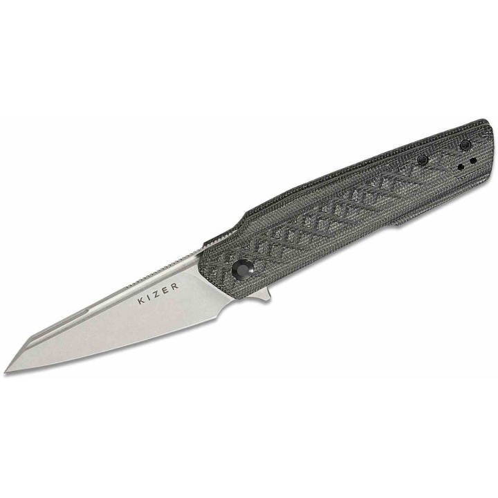 Couteau Kizer Skinner Lame Reverse Tanto Acier Nitro-V Manche Micarta Noir Liner Lock KIV3725A2 - Livraison Gratuite