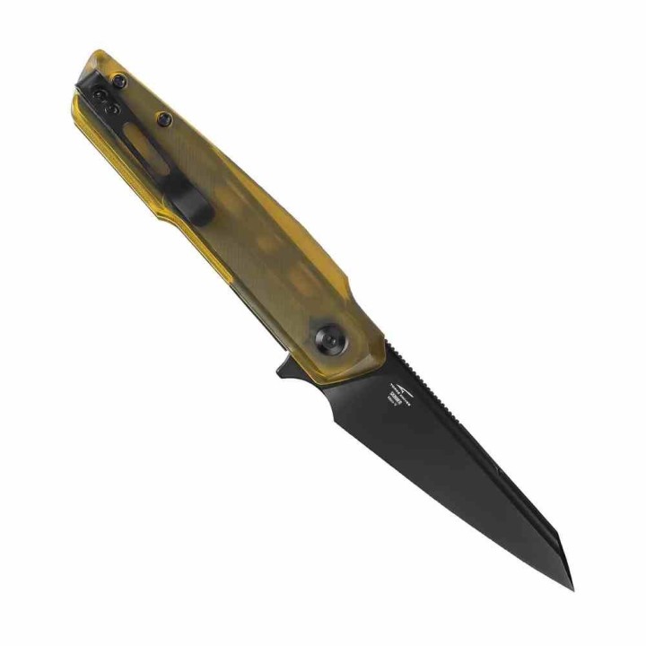 Couteau Kizer Skinner Lame Reverse Tanto Acier Nitro-V Noire Manche PEI Jaune Liner Lock KIV3725A1 - Livraison Gratuite