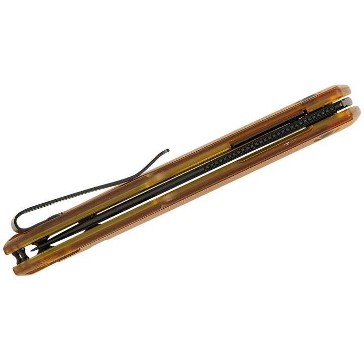 Couteau Kizer Skinner Lame Reverse Tanto Acier Nitro-V Noire Manche PEI Jaune Liner Lock KIV3725A1 - Livraison Gratuite