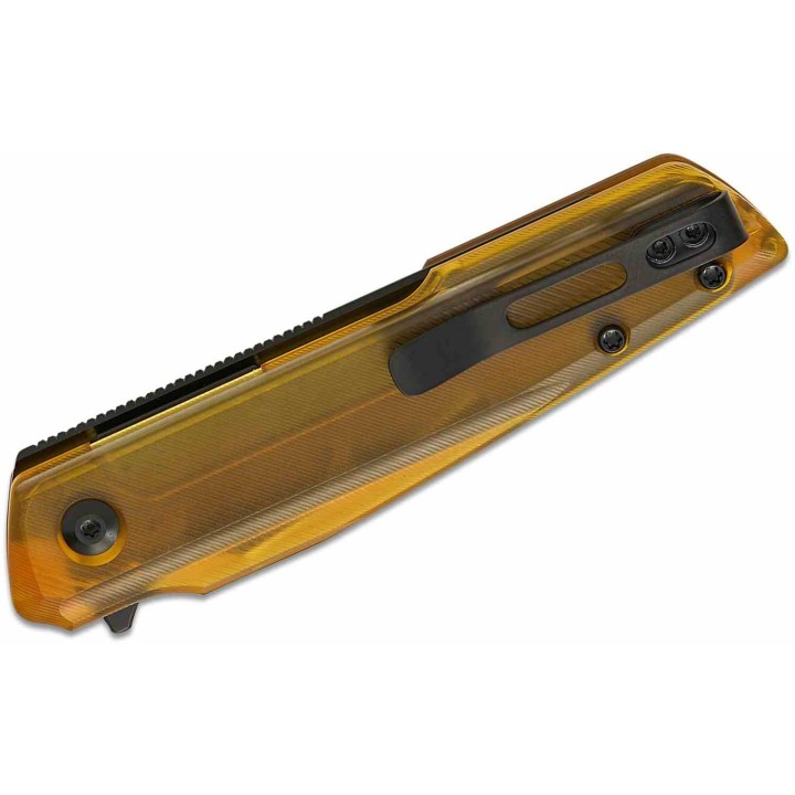 Couteau Kizer Skinner Lame Reverse Tanto Acier Nitro-V Noire Manche PEI Jaune Liner Lock KIV3725A1 - Livraison Gratuite