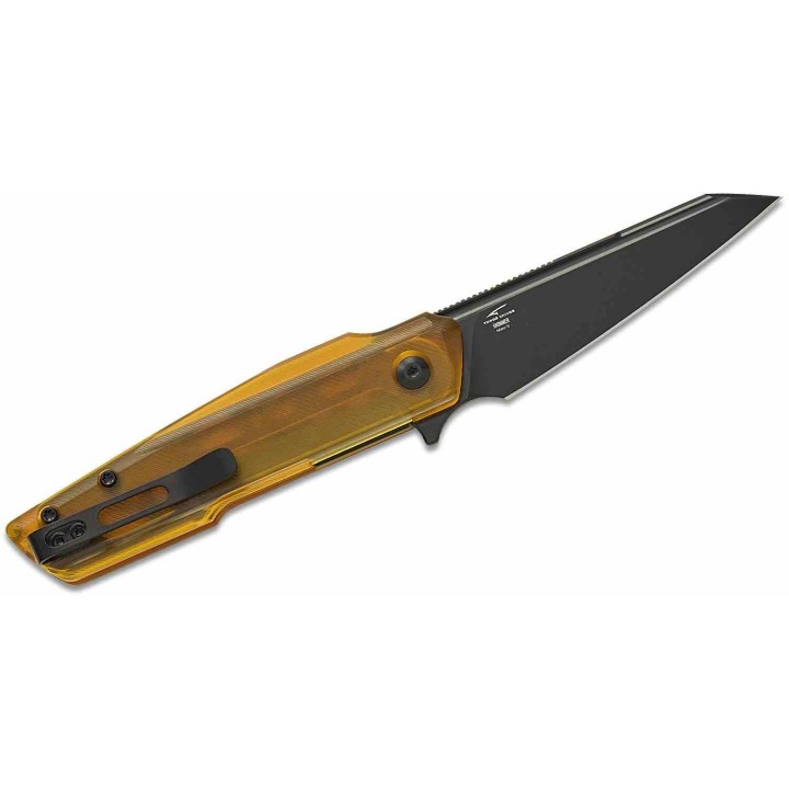 Couteau Kizer Skinner Lame Reverse Tanto Acier Nitro-V Noire Manche PEI Jaune Liner Lock KIV3725A1 - Livraison Gratuite