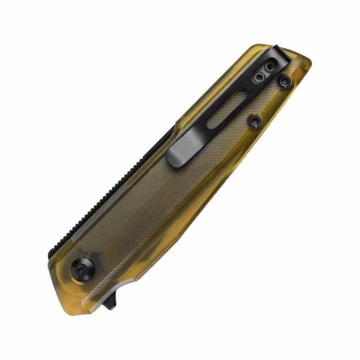 Couteau Kizer Skinner Lame Reverse Tanto Acier Nitro-V Noire Manche PEI Jaune Liner Lock KIV3725A1 - Livraison Gratuite